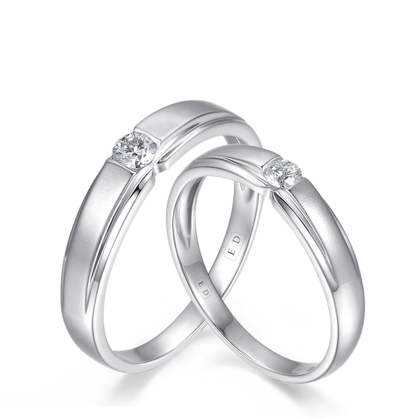 Focal Diamond Matching Wedding Rings | England Diamond Co.